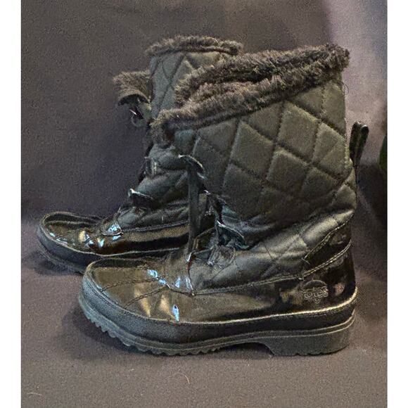 Women’s Totes Crystal Black Waterproof Winter Boots Shoes Quilted, size 8 - Picture 2 of 7